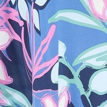 Denim & Co. Women's Top Plus Sz 2X Printed Georgette Caftan Tunic Blue A692712