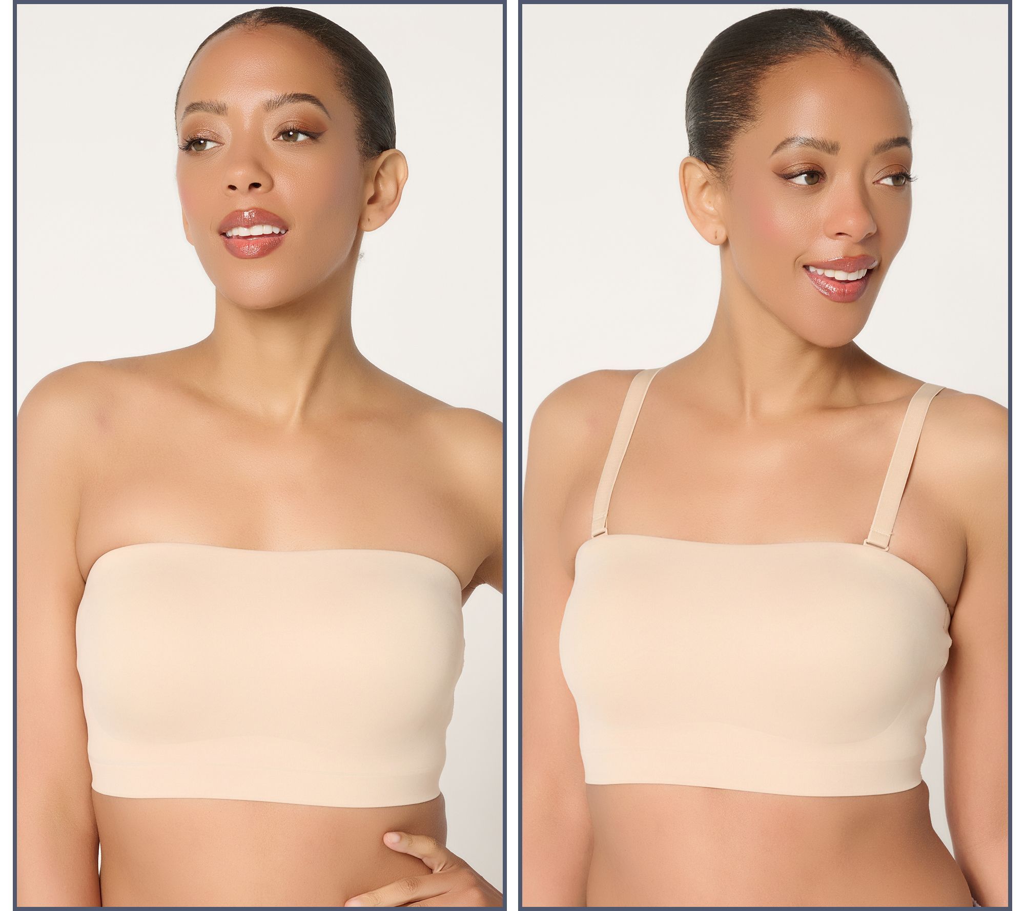 Breezies Women's Bra Sz L Bonded Bandeau with Convertible Straps Pink A693065