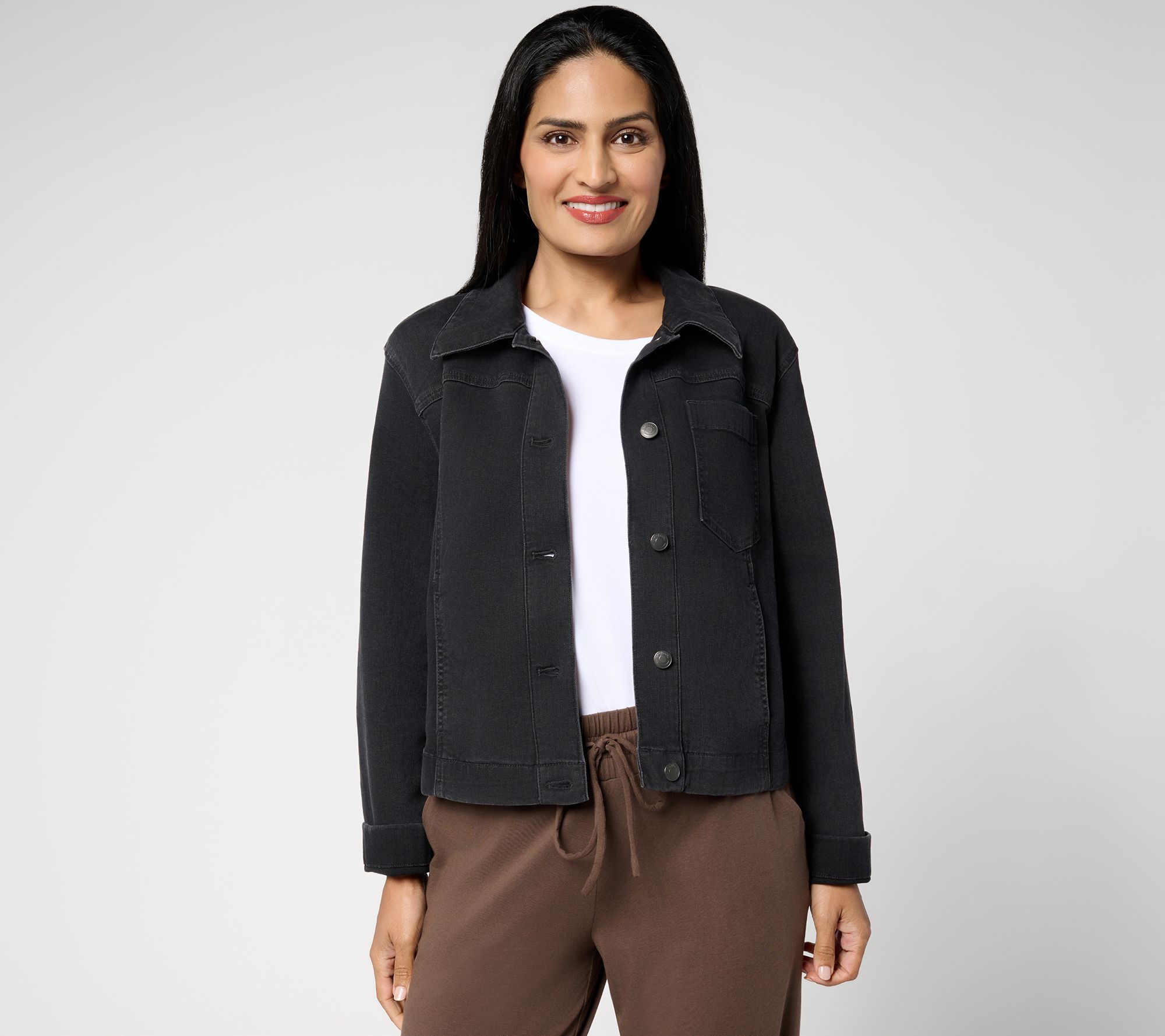 Gloria Vanderbilt Women's Jacket Sz M Casual Denim Black A695700