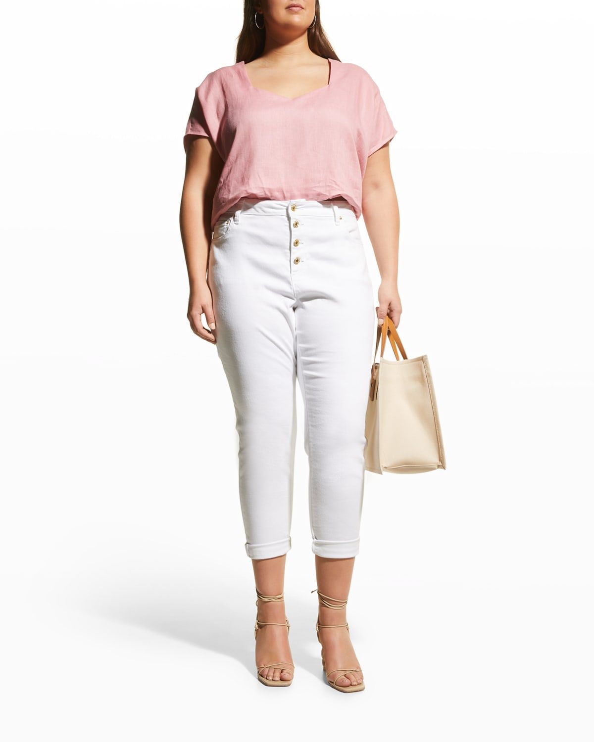 Michael Kors Women's Plus Sz Jeans 24W Rolled Hem Skinny White