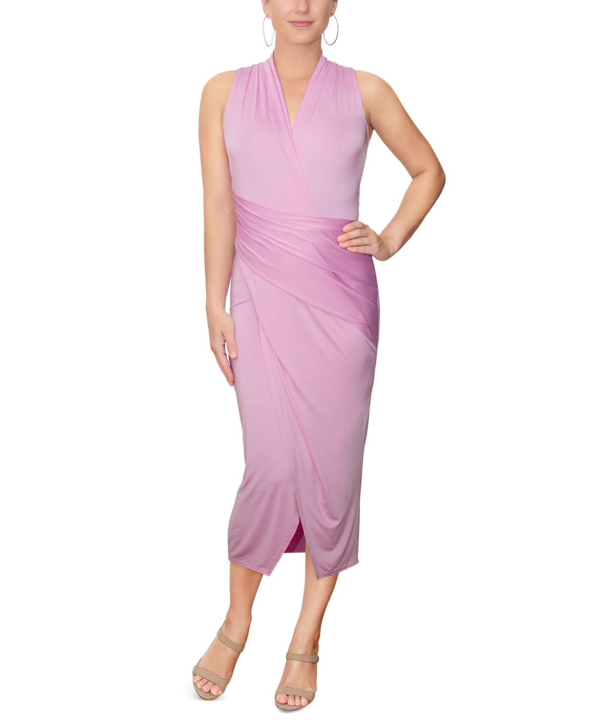 Rachel Roy Women's Dress Sz XS Sleeveless Striped Midi Purple