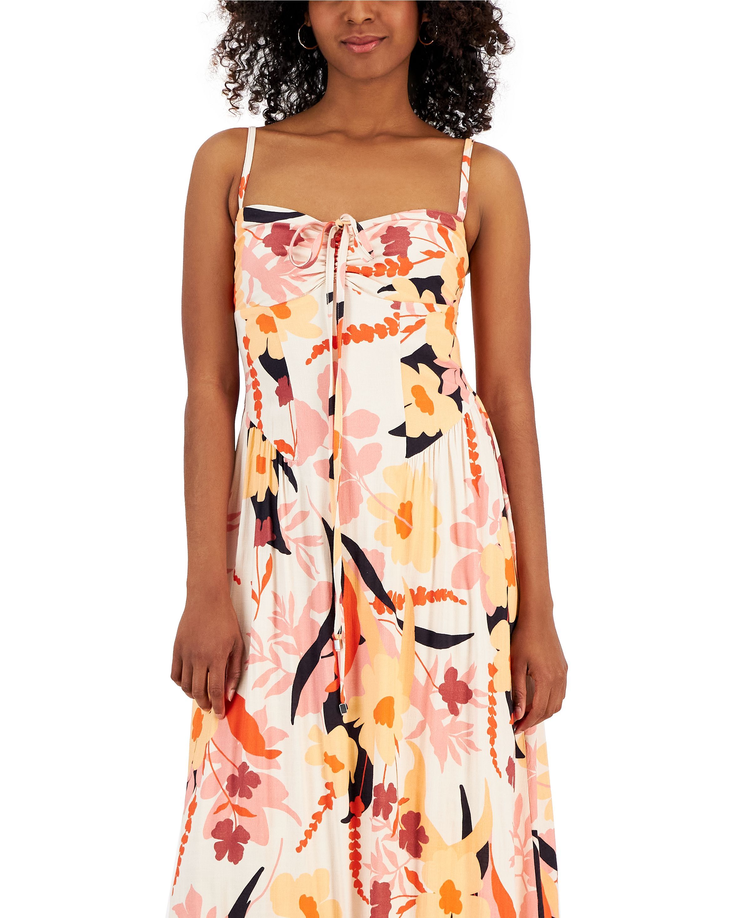 Rachel Roy Women's Dress Sz L Maggie Printed Corset Maxi Orange