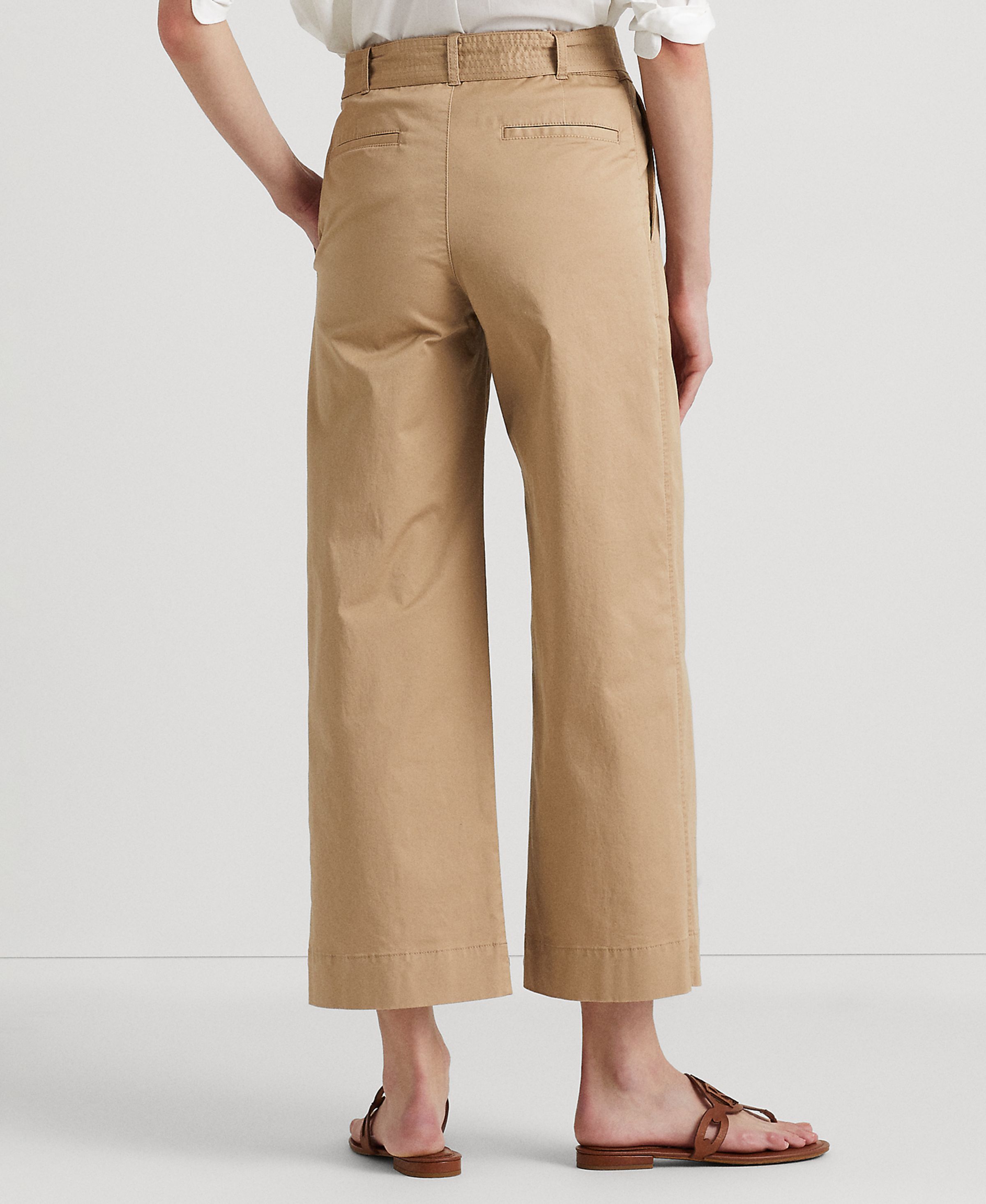 Lauren Ralph Lauren Women's Pants Sz 12 Micro-Sanded Twill Belted Wide-Leg Gold