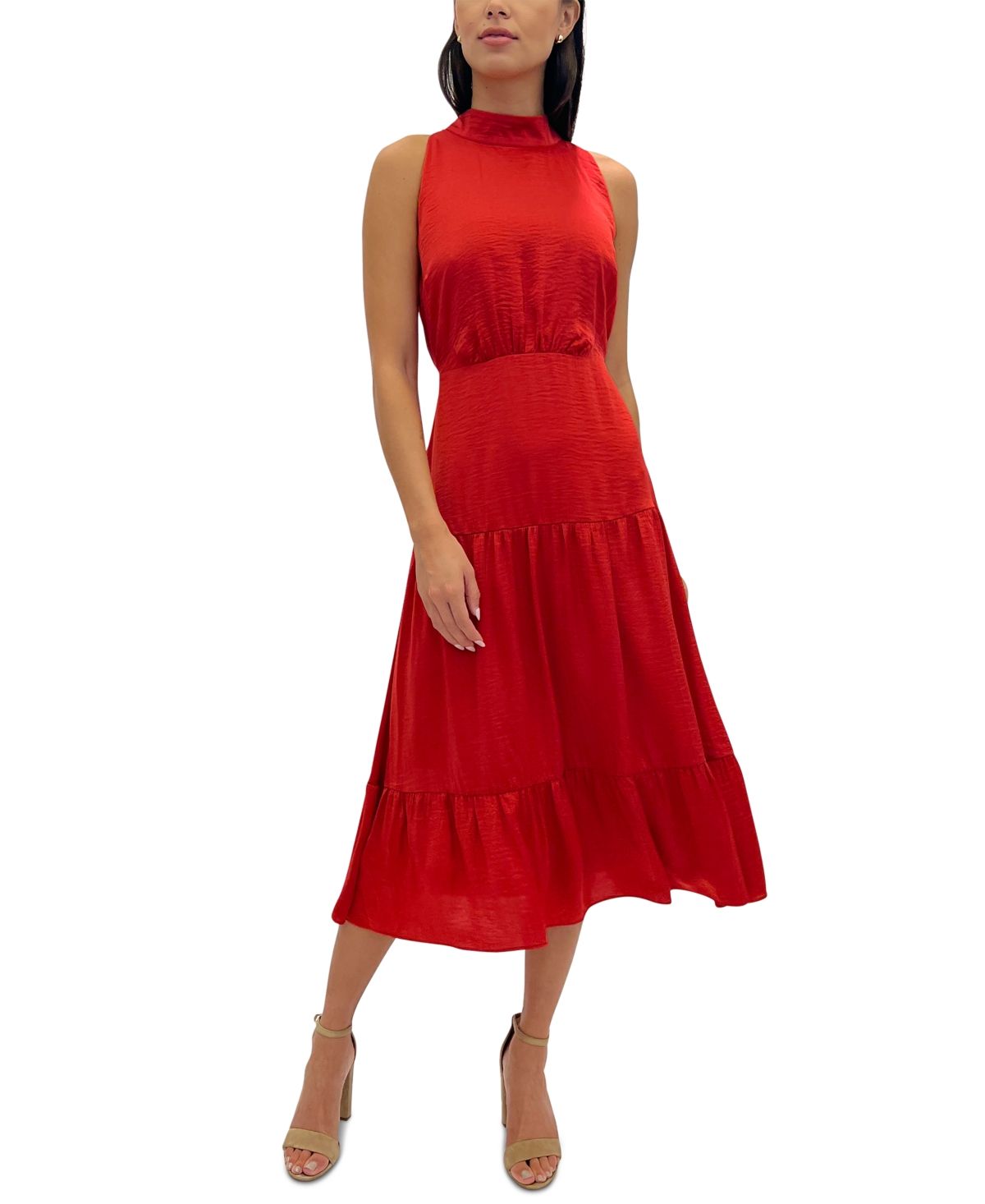 Sam Edelman Women's Dress Sz 6 High-Neck Sleeveless Chiffon Red