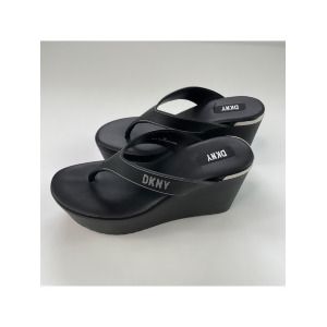 DKNY Women's Shoe Sz 7 (US Women's) TRA Thong Sandals Wedge Heels Black