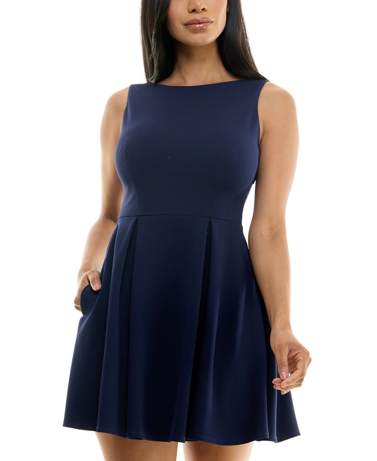 B. Smart Women's Sz 6 Sleeveless Pleated A-Line Dress Blue